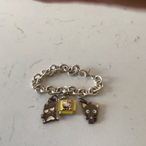 Silver Bracelet with Helloy Kitty Character Charms